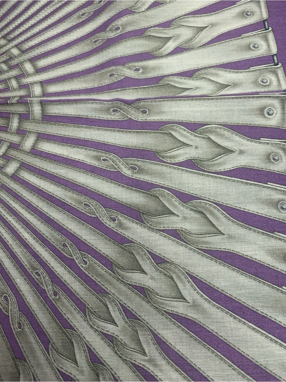 Gucci Purple Silk Scarf with Silver Accent Pattern